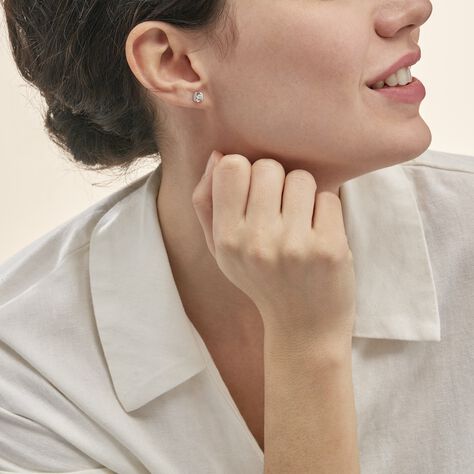 Boucles D'oreilles Puces Tya Or Blanc Topaze Et Oxyde De Zirconium - Clous d'oreilles Femme | Marc Orian