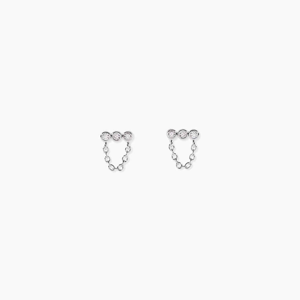 Boucles D'Oreilles Puces Kaiko Argent Blanc Oxyde De Zirconium - Puces Femme | Marc Orian