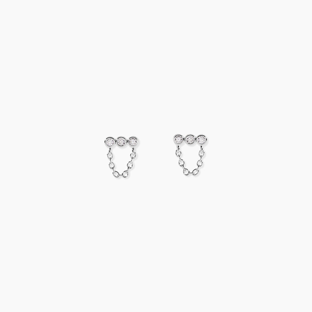 Boucles D'Oreilles Puces Kaiko Argent Blanc Oxyde De Zirconium - Puces Femme | Marc Orian