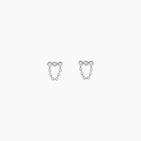 Boucles D'Oreilles Puces Kaiko Argent Blanc Oxyde De Zirconium - Puces Femme | Marc Orian