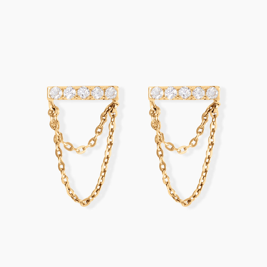 Boucles D'oreilles Puces Akilina Or Jaune Oxyde De Zirconium - Puces Femme | Marc Orian