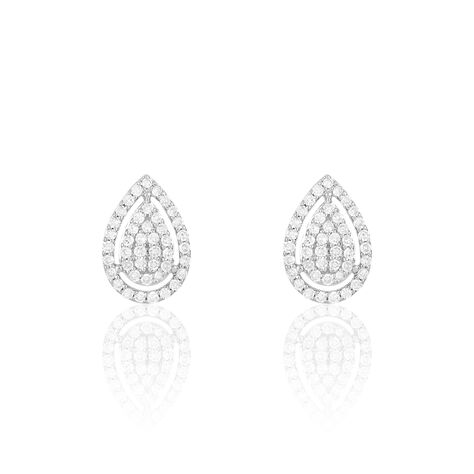 Boucles D'oreilles Puces Izia Or Blanc Diamant - Boucles d'oreilles pierres précieuses Femme | Marc Orian