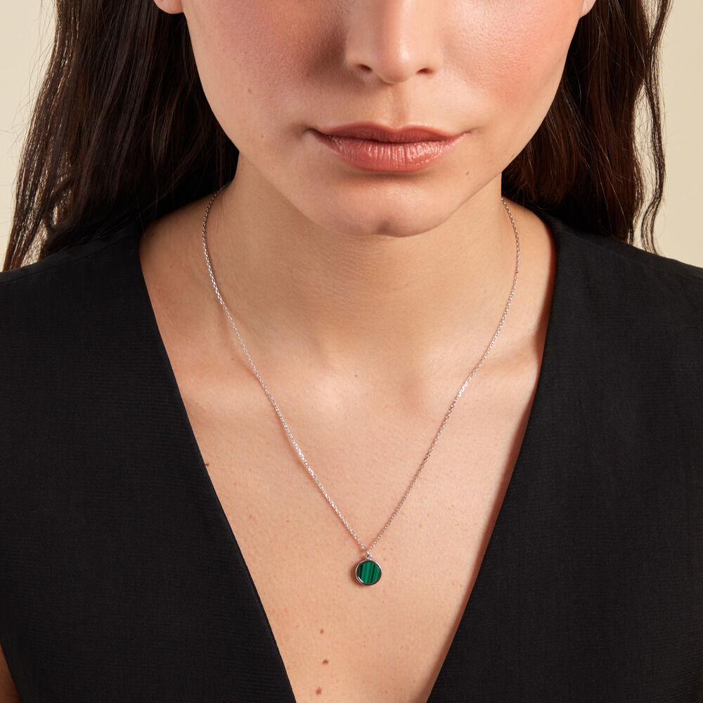 Collier Lunatique Argent Blanc Malachite Onyx -  Femme | Marc Orian