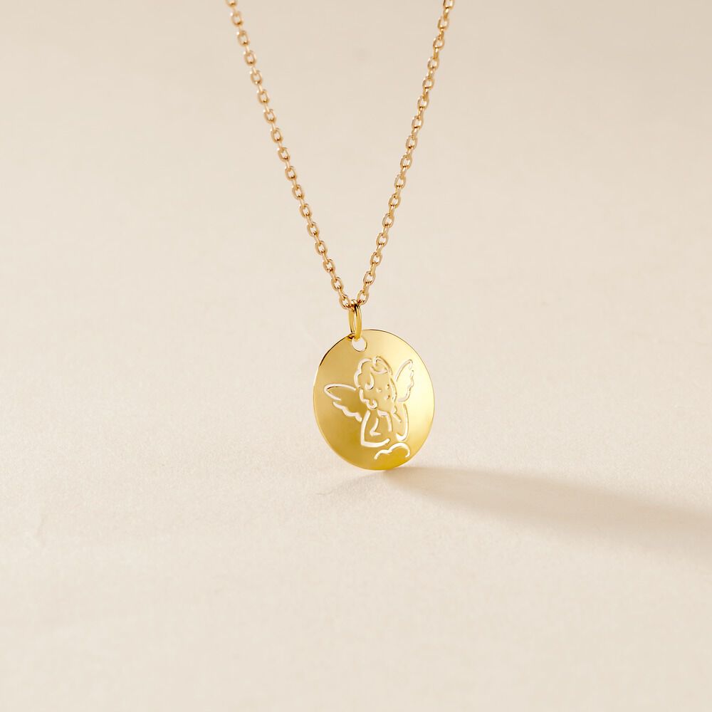 Pendentif Ange Rond Or Jaune - Médailles et médaillons Enfant | Marc Orian