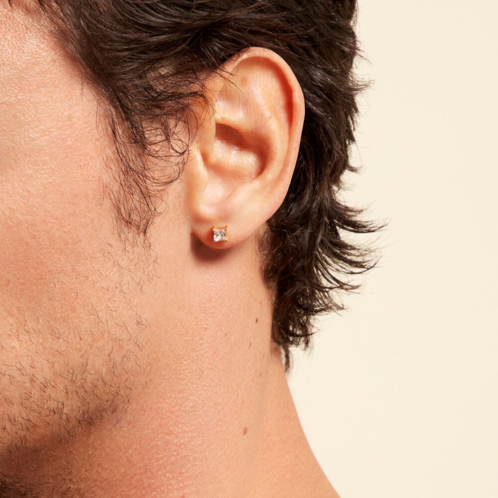 Boucle D'oreille Puce Unitaire Sofiane Plaqué Or Jaune Oxyde Zirconium - Puces Homme | Marc Orian