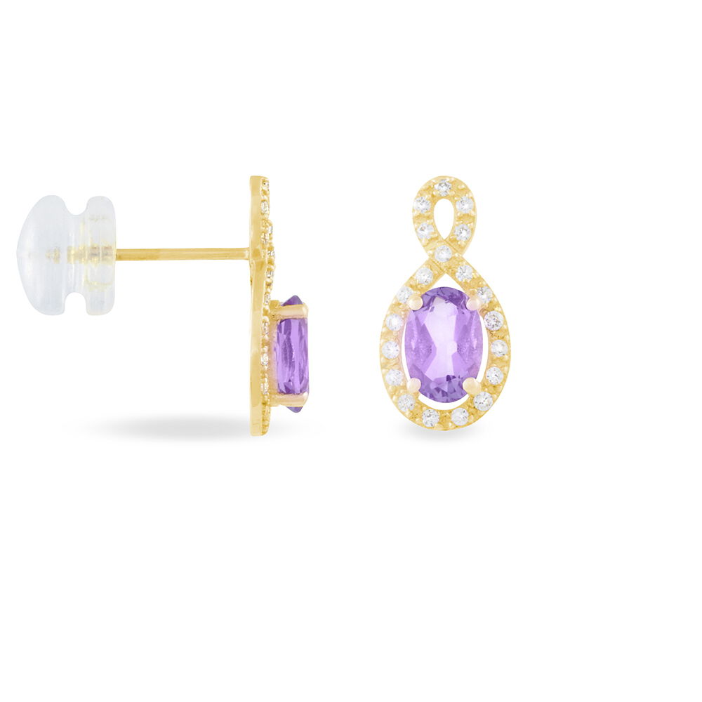 Boucles D'oreilles Pendantes Passion Or Jaune Amethyste Et Oxyde - Pendantes Femme | Marc Orian