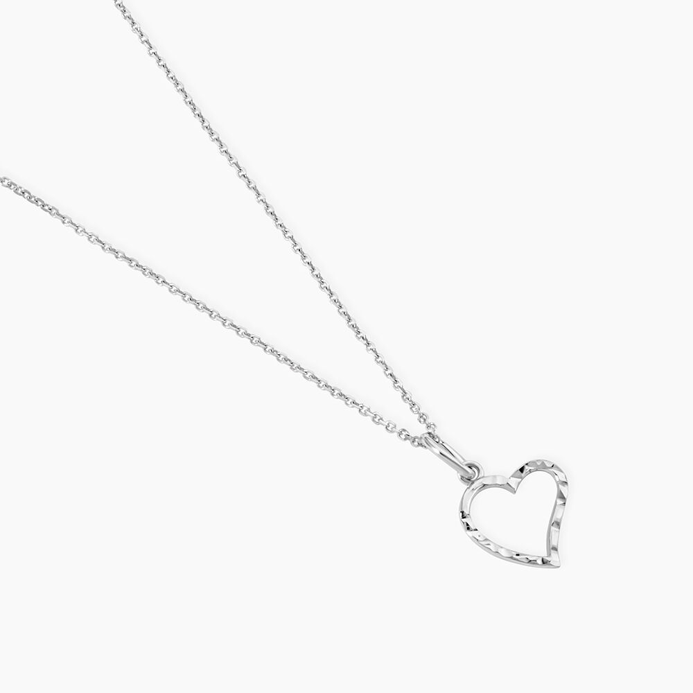 Pendentif Heck Coeur Strie Or Blanc - Pendentifs Femme | Marc Orian