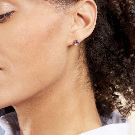 Boucles D'oreilles Puces Or Jaune Prudencia Améthystes - Clous d'oreilles Femme | Marc Orian