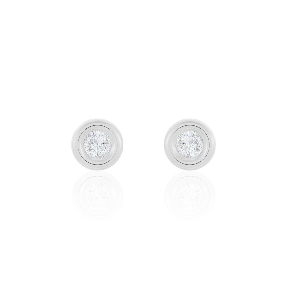 Boucles D'oreilles Puces Eden Serti Pneu Or Blanc Oxyde De Zirconium - Puces Femme | Marc Orian