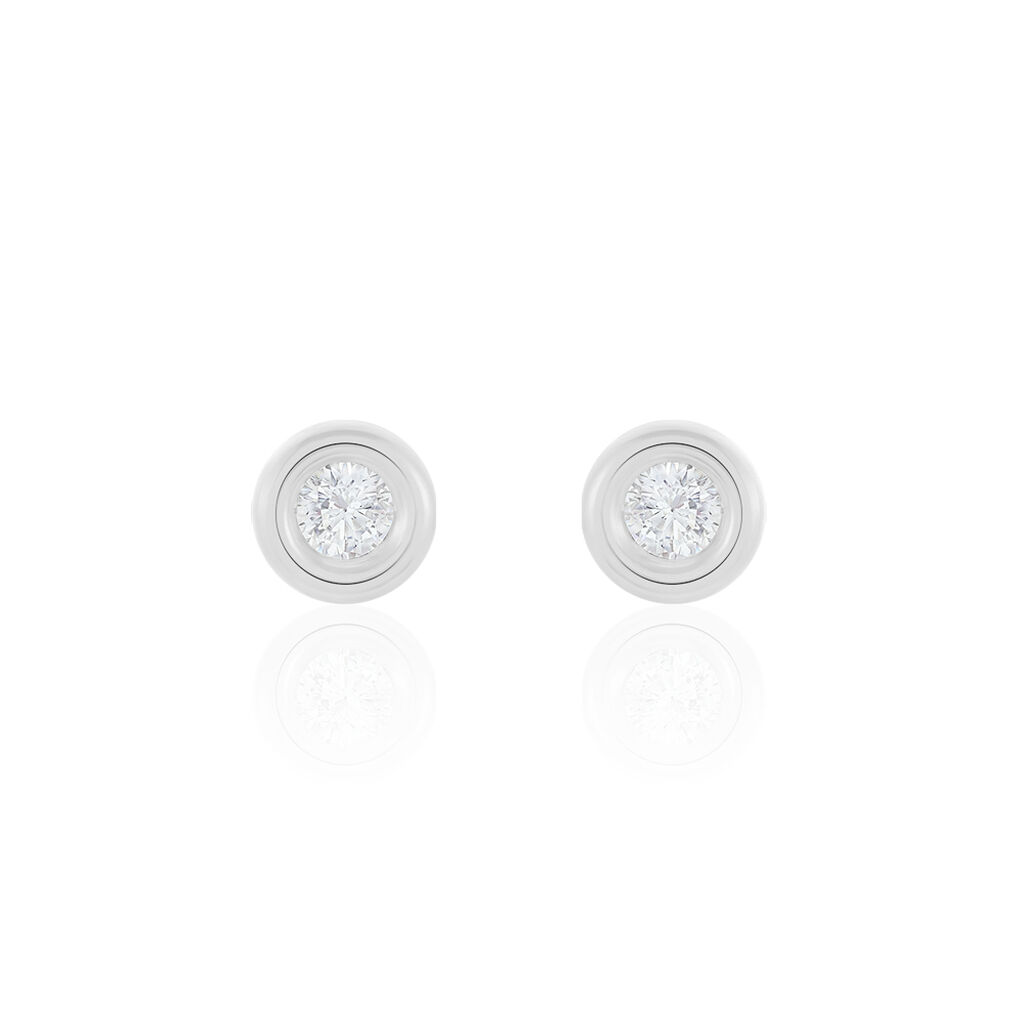 Boucles D'oreilles Puces Eden Serti Pneu Or Blanc Oxyde De Zirconium - Puces Femme | Marc Orian
