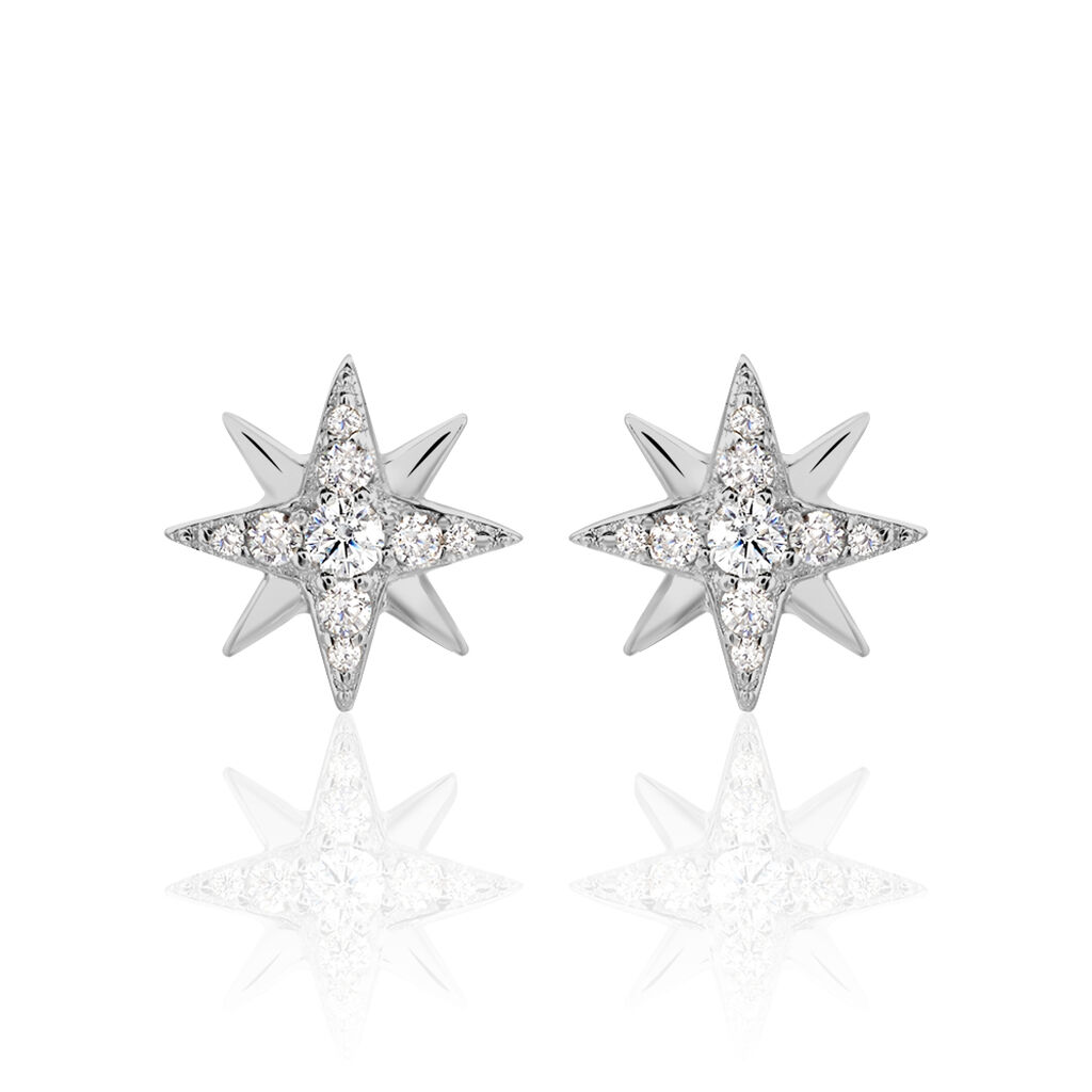Boucles D'oreilles Puces Shanis Argent Blanc Oxyde De Zirconium - Puces Femme | Marc Orian