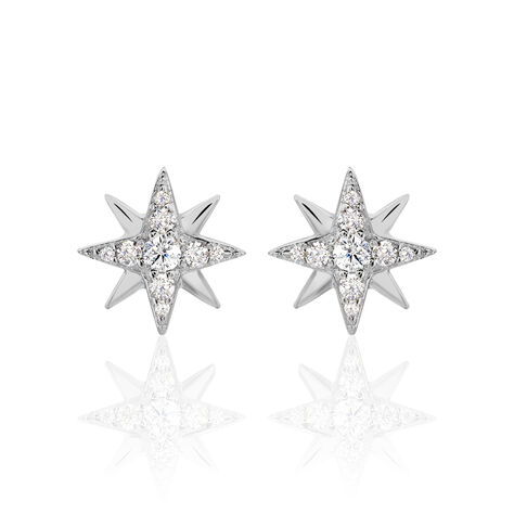 Boucles D'oreilles Puces Shanis Argent Blanc Oxyde De Zirconium - Puces Femme | Marc Orian