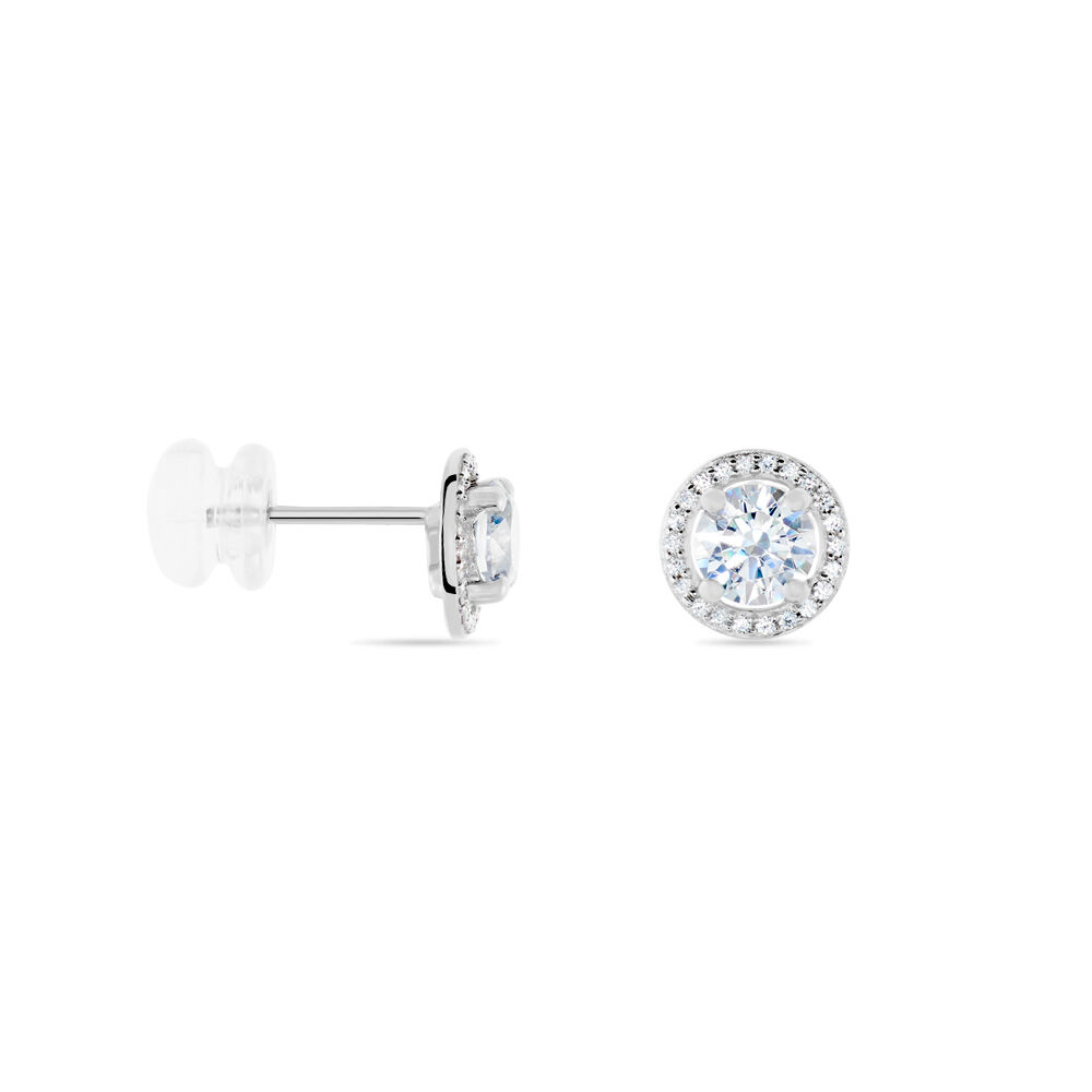 Boucles D'oreilles Puces Stelila Or Blanc Oxyde De Zirconium - Puces Femme | Marc Orian