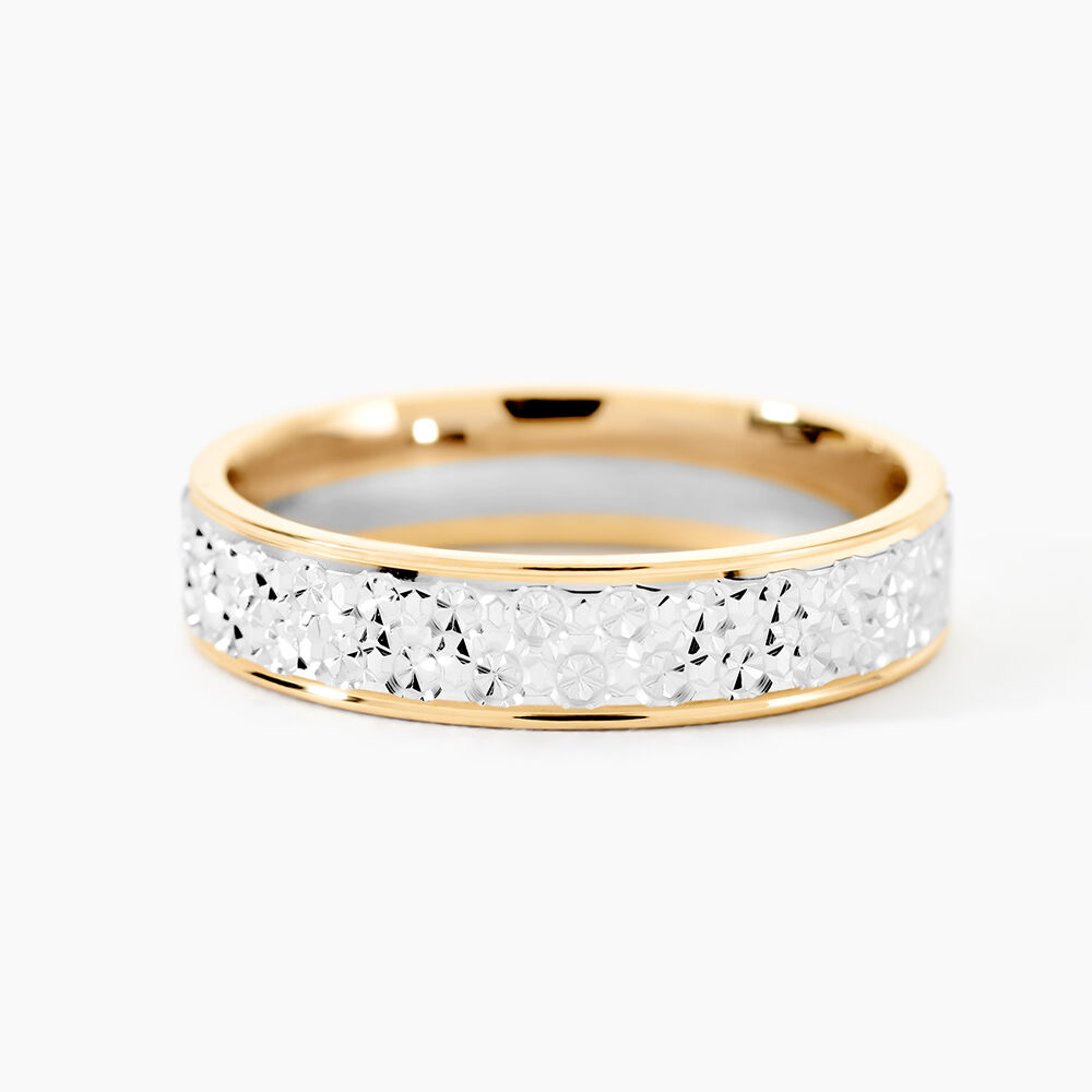 Alliance Grain De Folie Diamantee Ruban Plat Or Bicolore - Alliances duo Unisex | Marc Orian