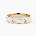 Alliance Grain De Folie Diamantee Ruban Plat Or Bicolore - Alliances duo Unisex | Marc Orian