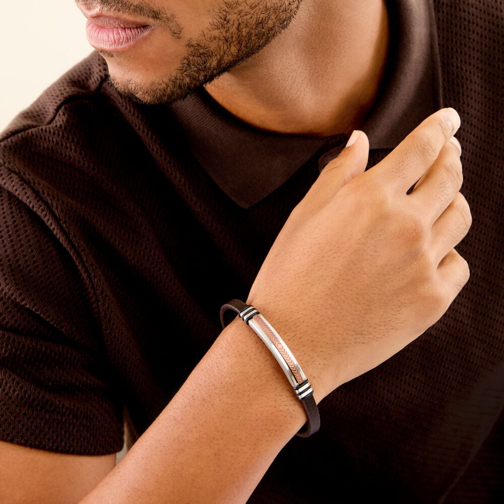 Bracelet Cuir De Vache Marron - Bracelets cuir Homme | Marc Orian