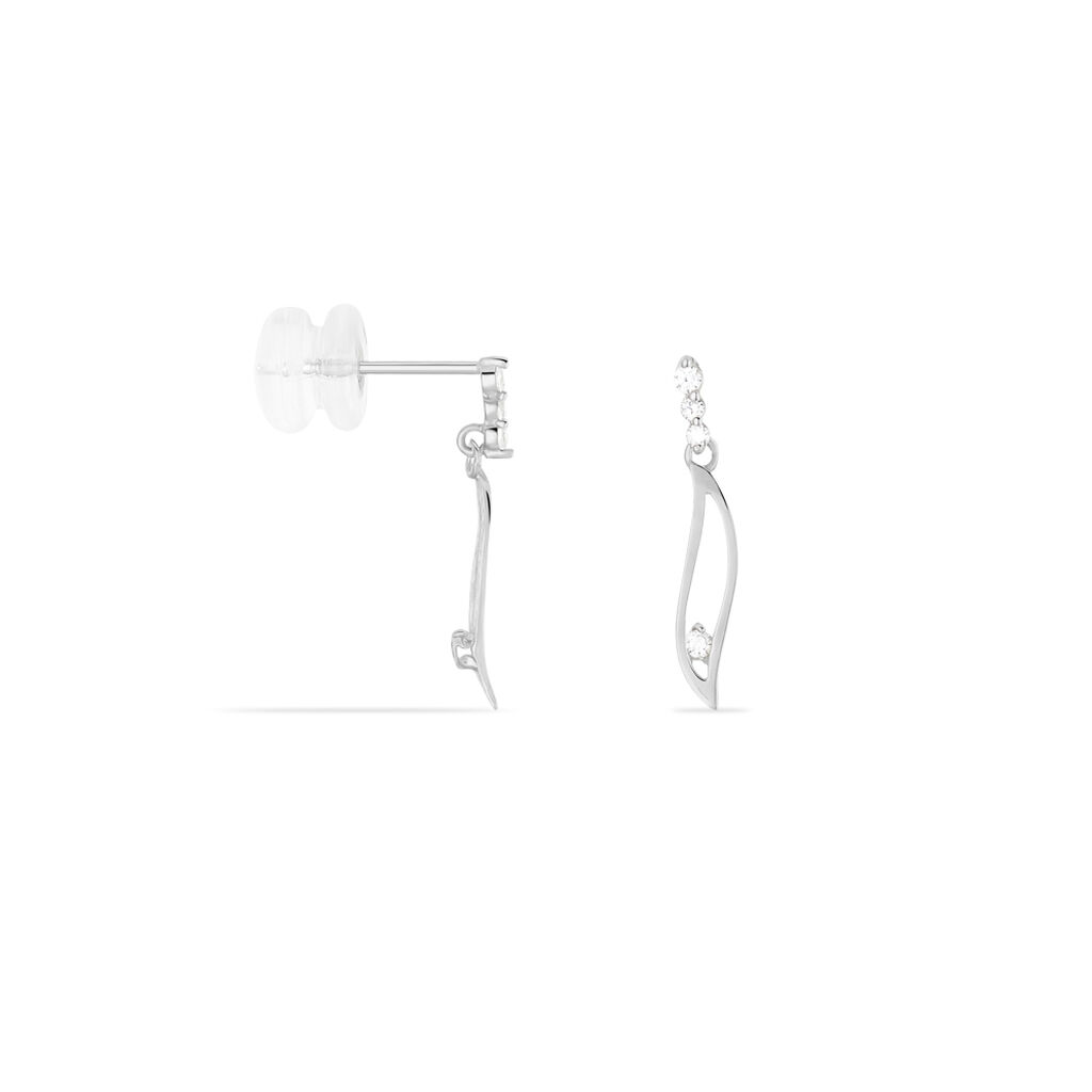 Boucles D'oreilles Pendantes Ysanna Or Blanc Oxyde De Zirconium - Boucles d'oreilles Pendantes Femme | Marc Orian