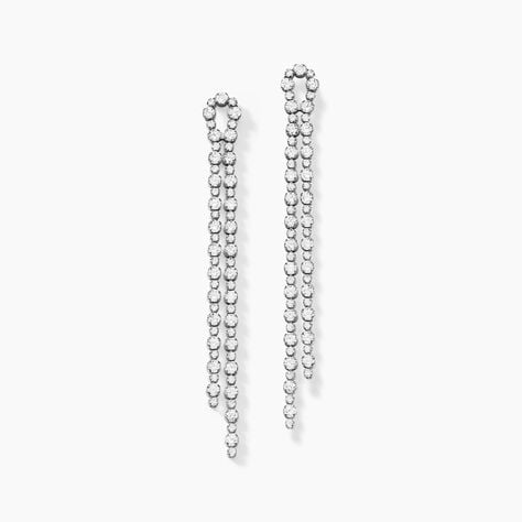 Boucles D'oreilles Pendantes Mayfair Argent Blanc Oxyde - Pendantes Femme | Marc Orian