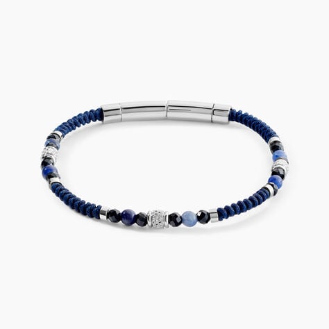 Bracelet Jourdan Arttu Acier Argent&eacute; Sodalite Agate - Bracelets cordons Homme | Marc Orian