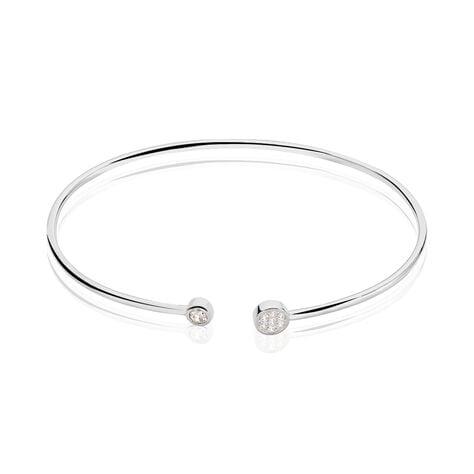 Bracelet Jonc Perline Argent Blanc Oxyde De Zirconium - Bracelets joncs Femme | Marc Orian