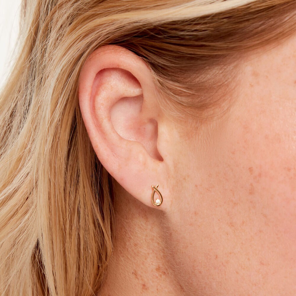Boucles D'Oreilles Puces Le&iuml;na Plaqu&eacute; Or Jaune Oxyde De Zirconium - Puces Femme | Marc Orian