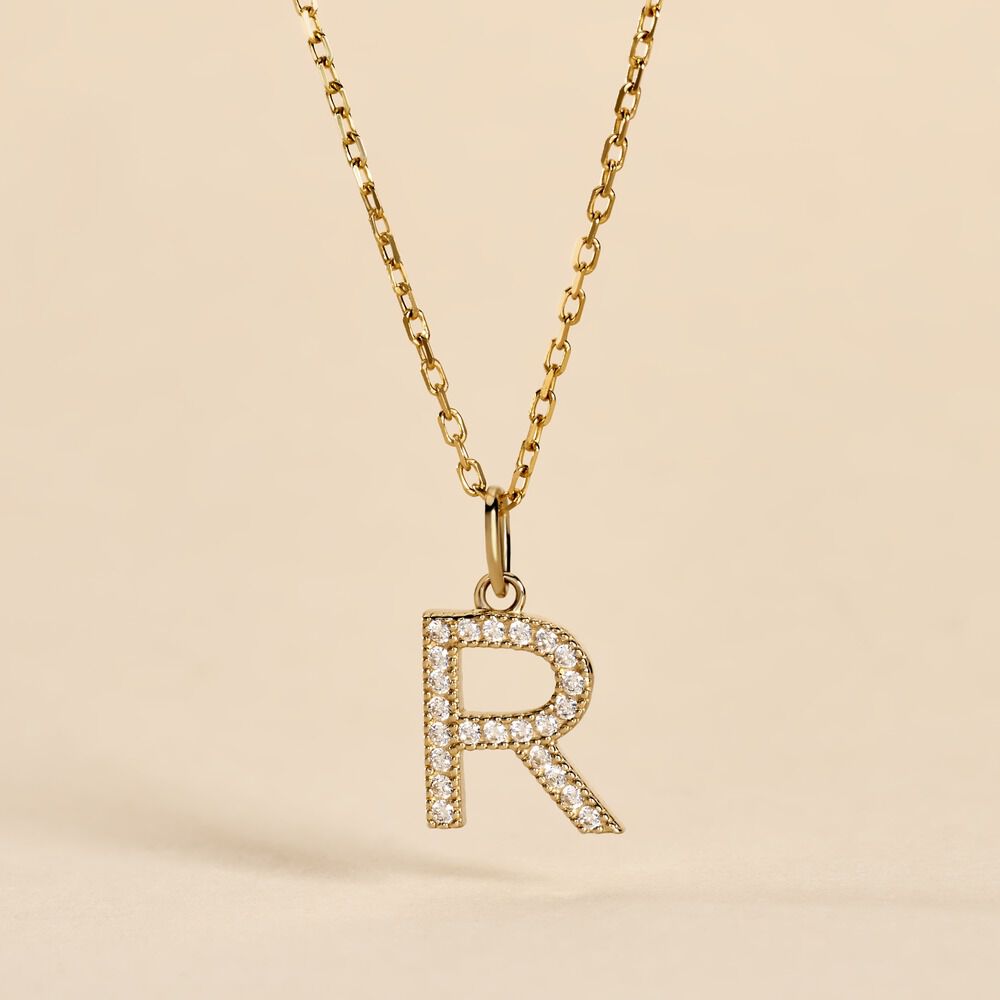 Pendentif Lettre R Or Jaune Oxyde - Pendentifs Famille | Marc Orian