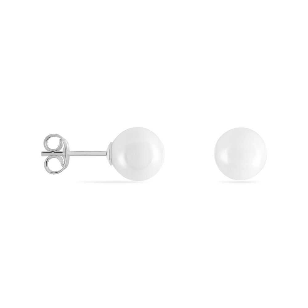 Boucles D'oreilles Puces Orbe Argent Blanc Céramique - Puces Femme | Marc Orian