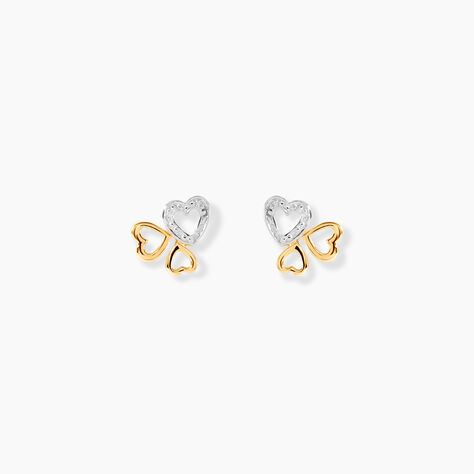 Boucles D'oreilles Puces Anne-maudae Triple Coeurs Or Bicolore - Puces Femme | Marc Orian