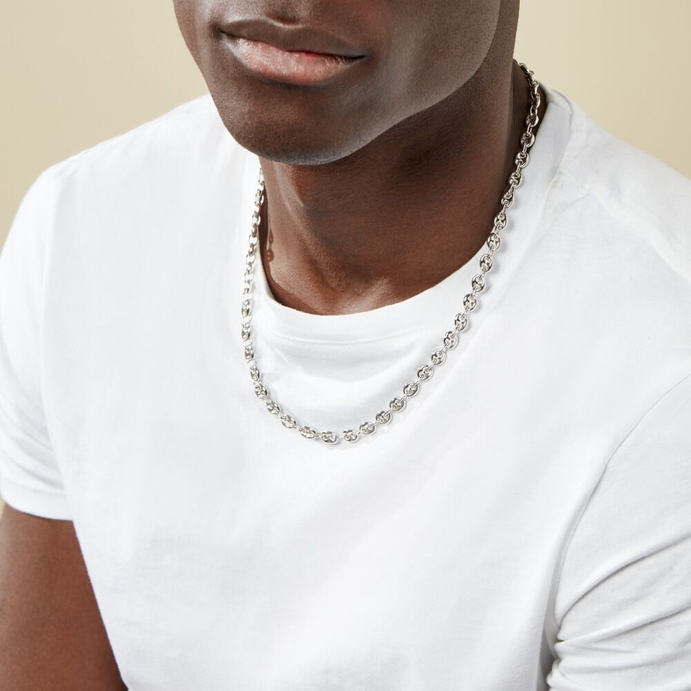 Collier Carrus Maille Grain De Cafe Argent Blanc - Chaines Homme | Marc Orian