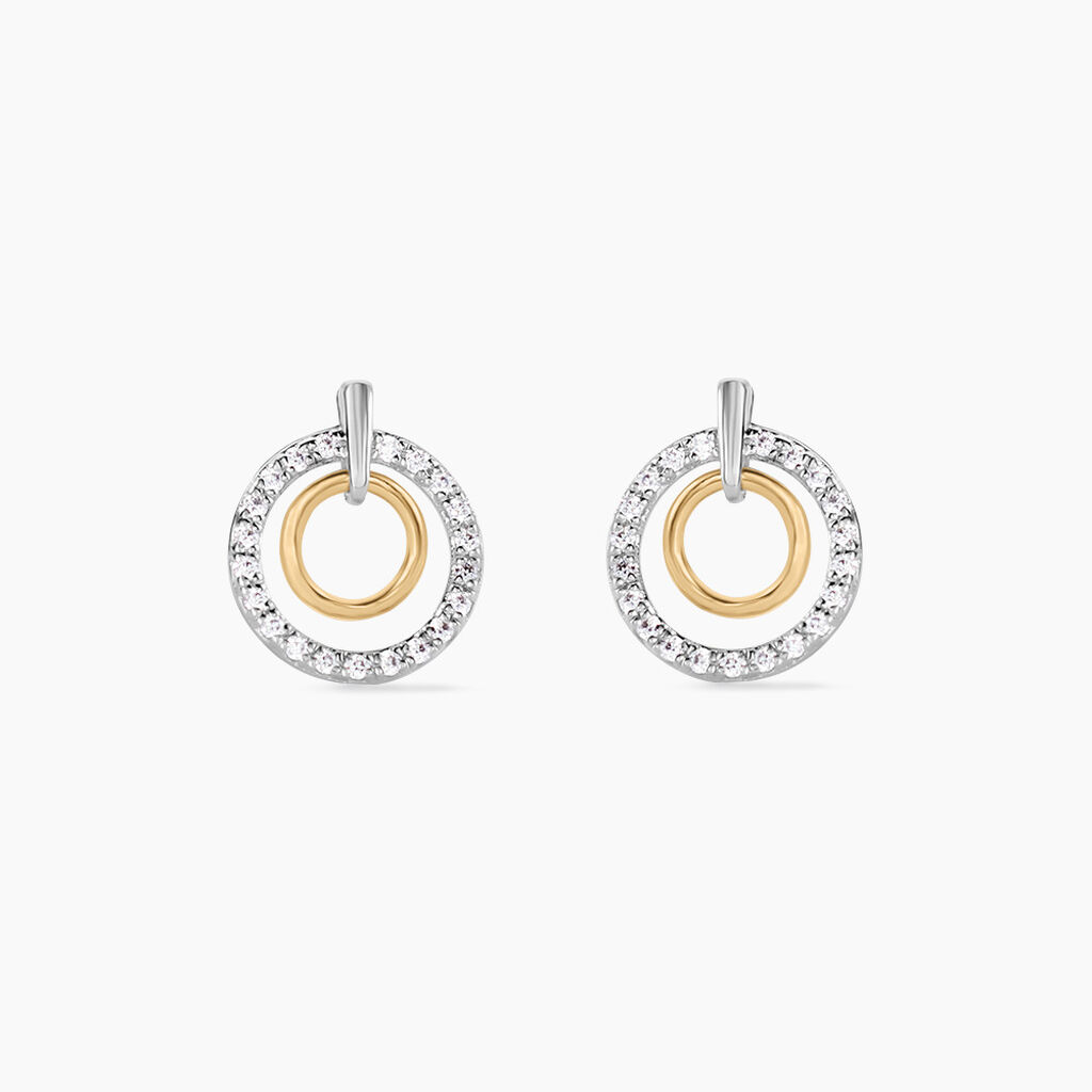 Boucles D'oreilles Puces Swane Or Jaune Argent Blanc Oxyde De Zirconium - Puces Femme | Marc Orian