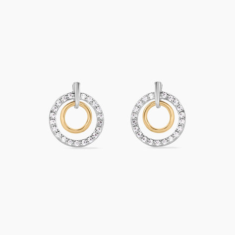 Boucles D'oreilles Puces Swane Or Jaune Argent Blanc Oxyde De Zirconium - Puces Femme | Marc Orian