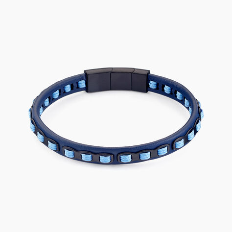 Bracelet Cuir De Vache Bleu - Bracelets cuir Homme | Marc Orian