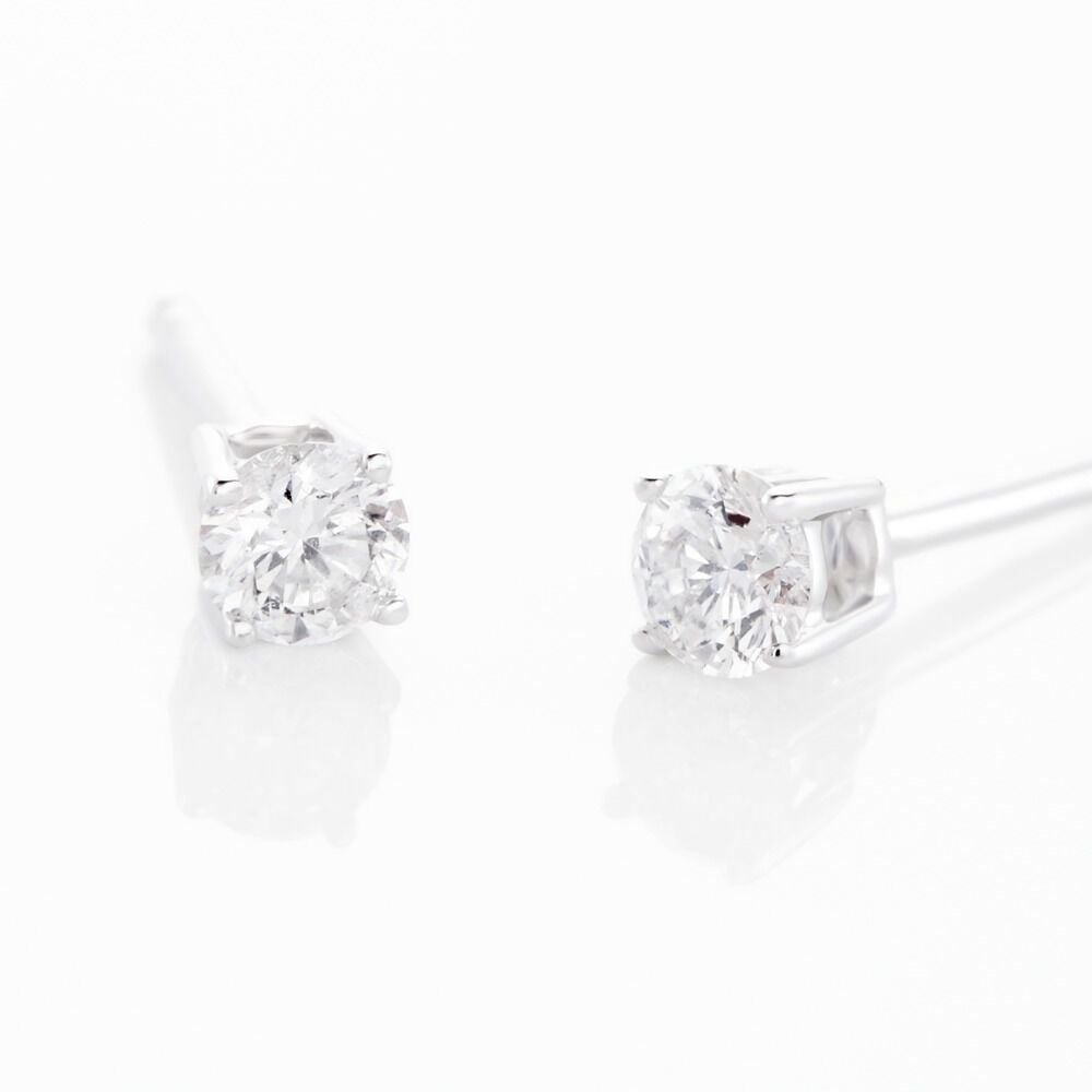 Boucles D'oreilles Puces Aphrodite Or Blanc Diamant - Puces Famille | Marc Orian