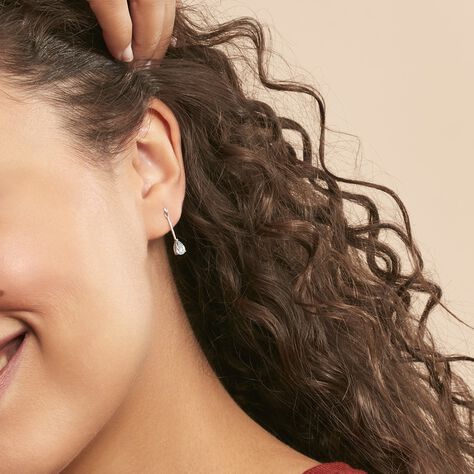 Boucles D'oreilles Pendantes Goutte Or Blanc Topaze - Boucles d'oreilles Pendantes Femme | Marc Orian