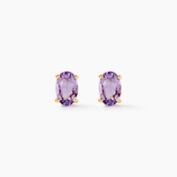 Boucles D'oreilles Puces Elea Serti Griffe Or Jaune Amethyste