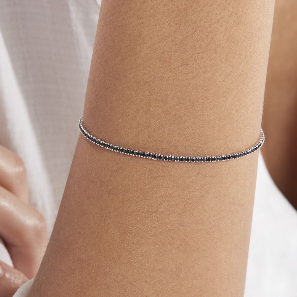 Bracelet Lou-anne Argent Blanc Oxyde De Zirconium Noir - Bracelets chaînes Femme | Marc Orian