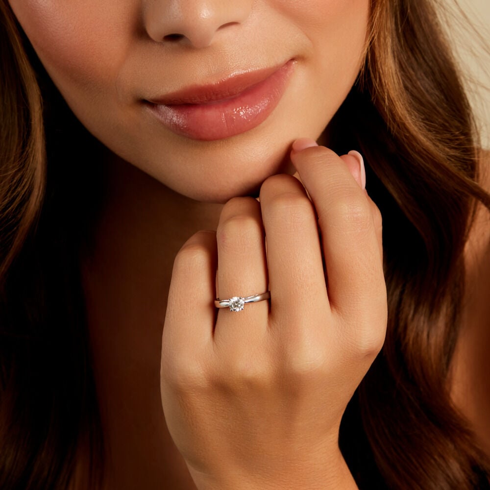 Bague Iris Platine Blanc Diamant - Solitaires Femme | Marc Orian