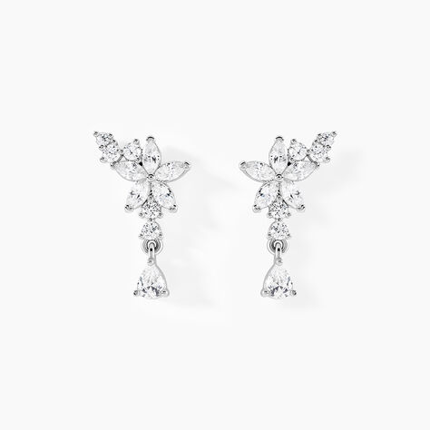 Boucles D'oreilles Pendantes Bertha Argent Blanc Oxyde De Zirconium - Pendantes Femme | Marc Orian