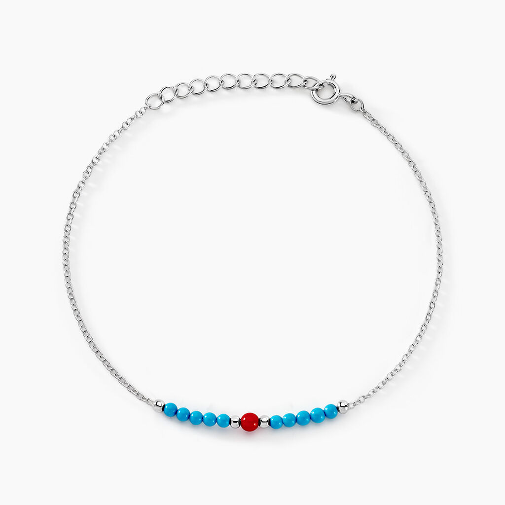 Bracelet Behati Argent Blanc Corail Turquoise - Bracelets chaînes Femme | Marc Orian
