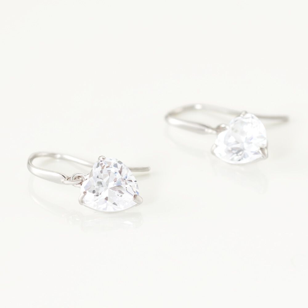 Boucles D'oreilles Pendantes Bo Coeur Pm Or Blanc Oxyde De Zirconium - Pendantes Femme | Marc Orian