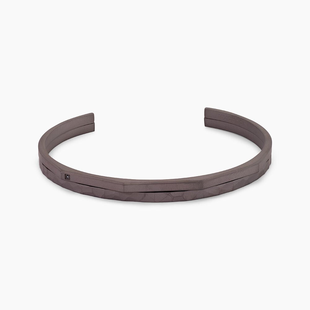Bracelet Jonc Titane Gris Diamant - Bracelets joncs Homme | Marc Orian