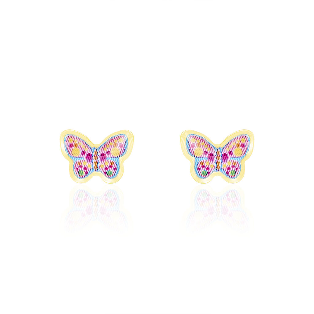 Boucles D'oreilles Puces Sulivia Papillon Or Jaune - Clous d'oreilles Enfant | Marc Orian