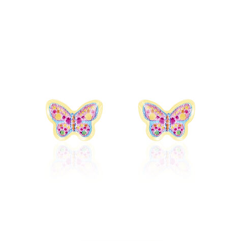 Boucles D'oreilles Puces Sulivia Papillon Or Jaune - Clous d'oreilles Enfant | Marc Orian