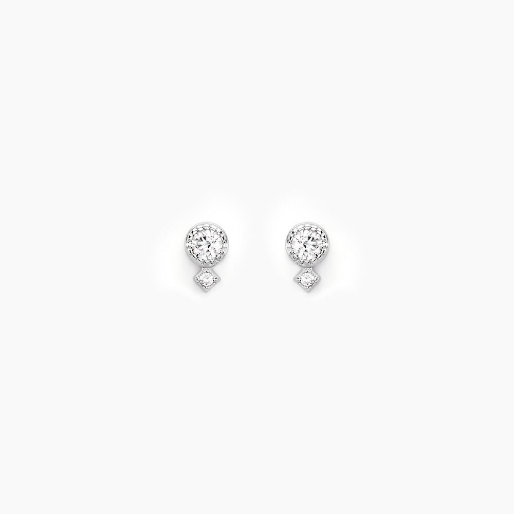 Boucles D'oreilles Puces Jill Argent Blanc Oxyde De Zirconium - Puces Femme | Marc Orian