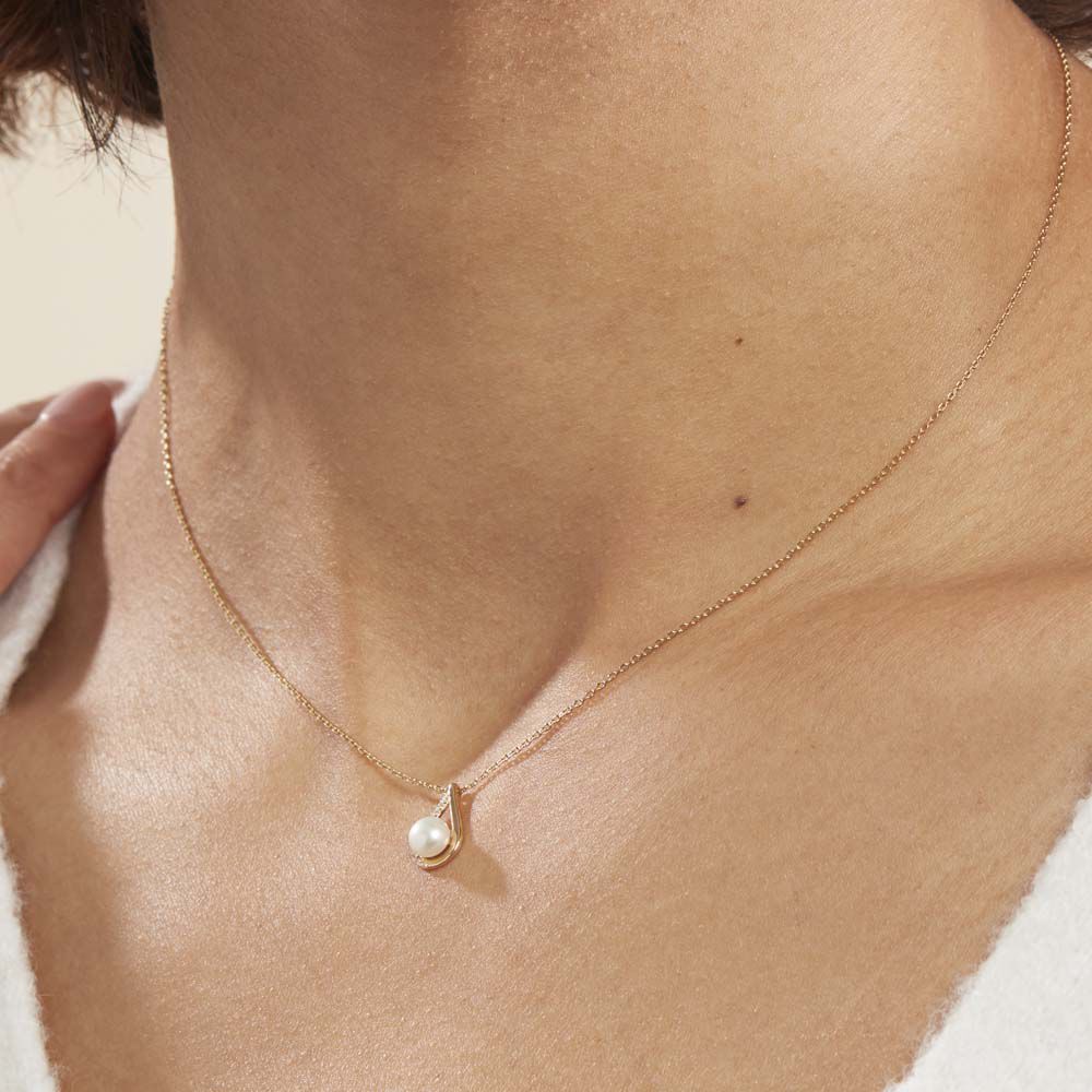Collier Helin Or Jaune Perle De Culture Et Oxyde De Zirconium - Colliers avec pierres Femme | Marc Orian