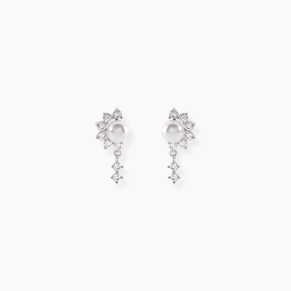 Boucles D'Oreilles Pendantes Isabel Argent Blanc Perle De Culture Oxyde De Zirconium - Pendantes Femme | Marc Orian