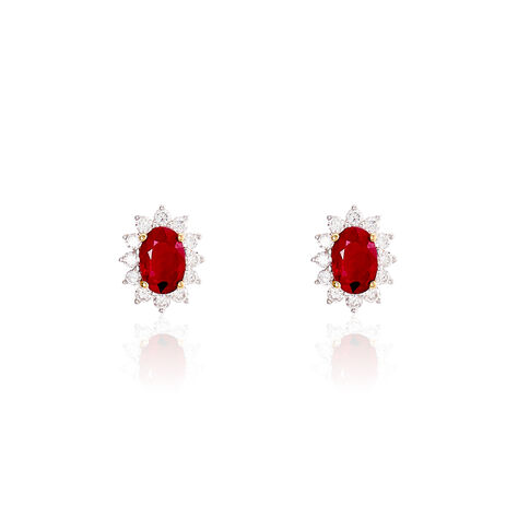 Boucles D'oreilles Puces Vladimir Or Jaune Diamant Et Rubis - Clous d'oreilles Femme | Marc Orian