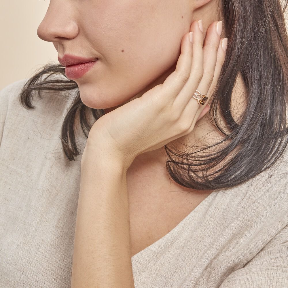Bague Tina Or Jaune Quartz Et Oxyde De Zirconium - Bagues avec pierre Femme | Marc Orian