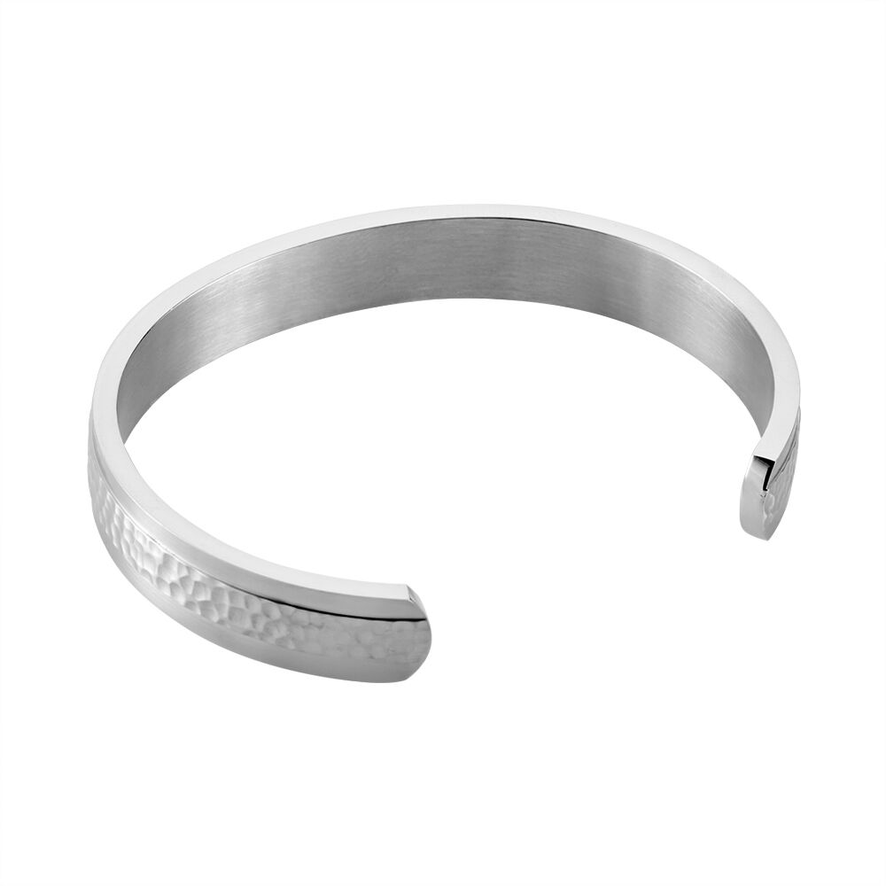 Bracelet Jonc Ouvert Acier Blanc Vincentius - Bracelets joncs Homme | Marc Orian