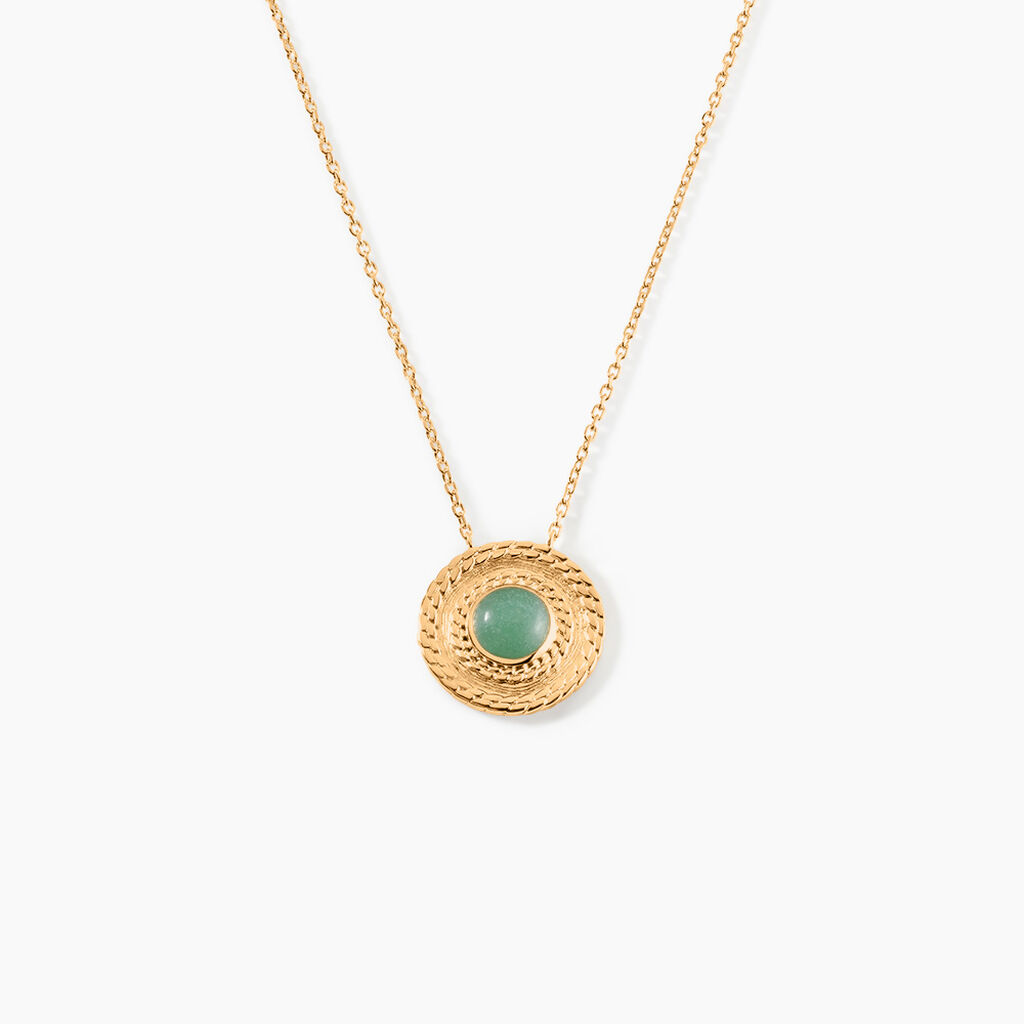 Collier Plaqu&eacute; Or Jaune Marcia Aventurine - Colliers avec pierres Femme | Marc Orian
